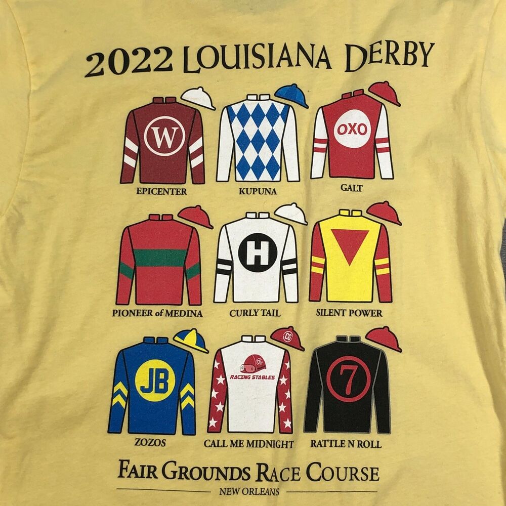 Louisiana Derby 2022 109th TShirt Unisex Small Yellow Jockey Silks Horse Racing